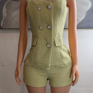 Fashion Nova Light Green Tweed Set